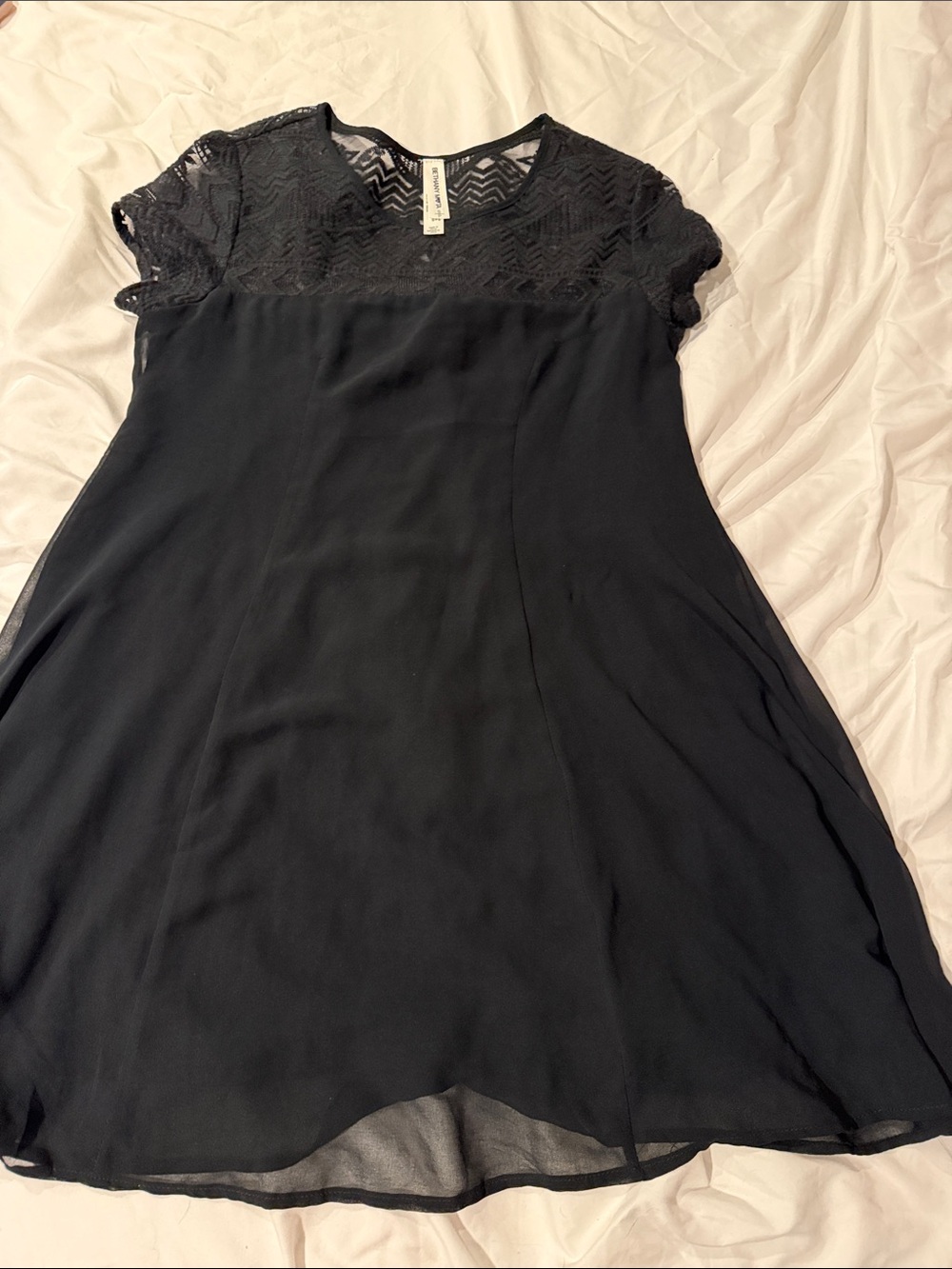 Bethany Mota Black Lace Yoke Mini Dress